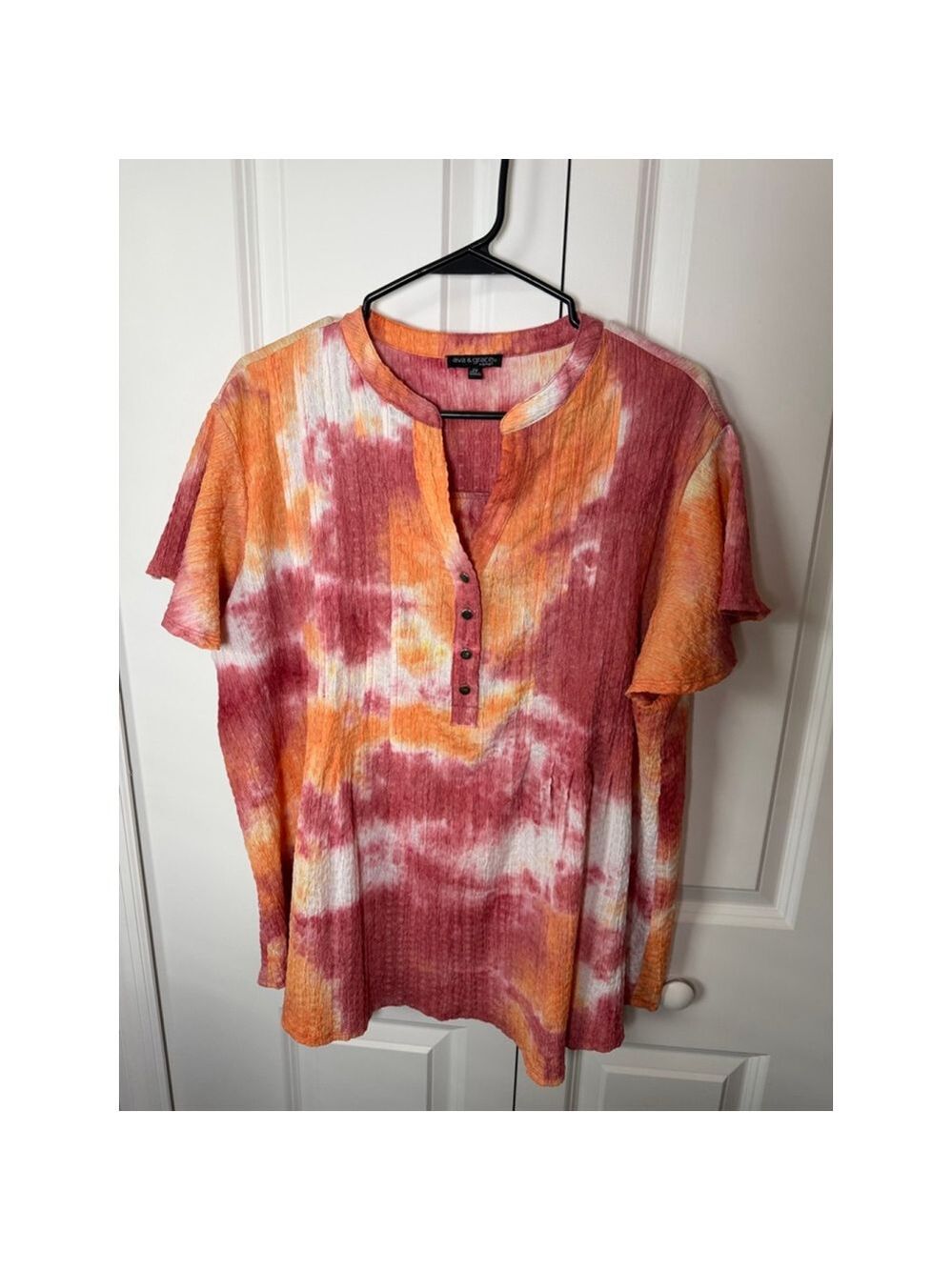 Ava & Grace Tie-Dye Tunic Top 2X Orange Red